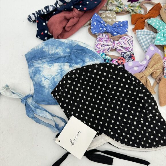 Huge Lot 65pc + Handmade Baby Toddler Headbeads Bows Clips Bonnets Floral Solid - Picture 2 of 15